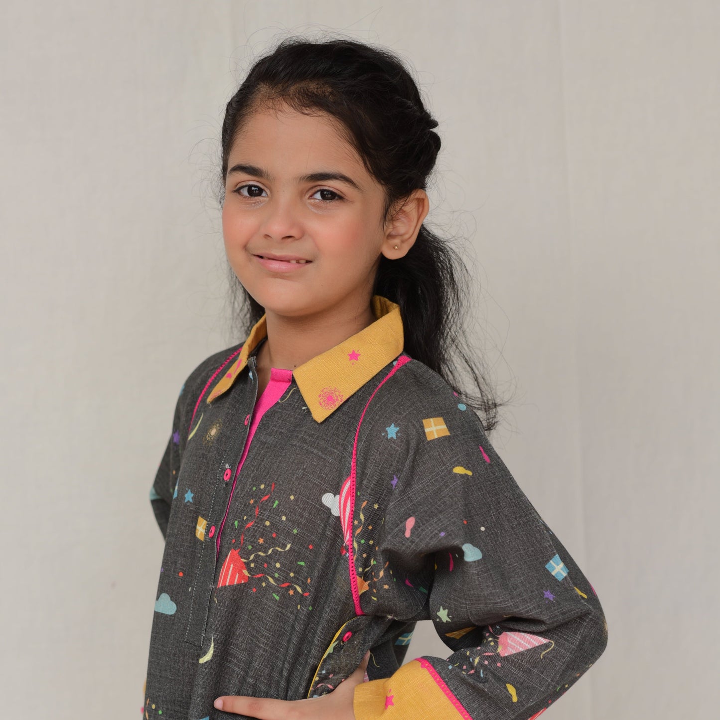 Enchanting Carnival-Themed Kids Kurta Set with Bold Colors and Patterns